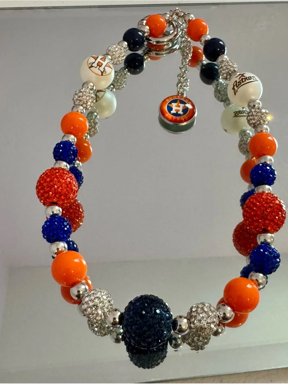 New Houston Astros Orange & Navy Beaded Charm Phone Chain/Bag Chain